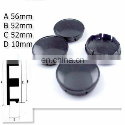 56mm Customizable  Logo Hubcap ABS Plastic Black Car Wheel Hub Caps