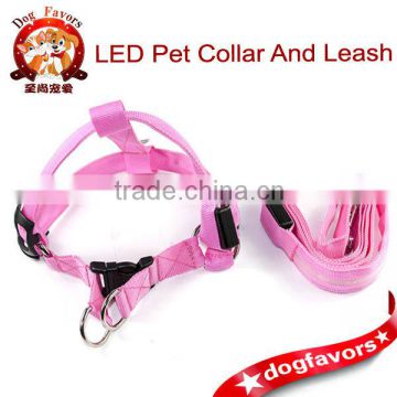 LED Dog Harness and Leash Set, available colors,nylon dog collars wholesale