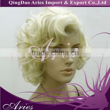 short curly white color lace front synthetic hair wigs on sale