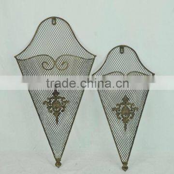 Decorative antique hanging storage wall pocket for flowers and things