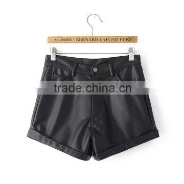 lady clothing higt waist PU short