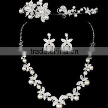 Fashion High Quallity Rhinestone Crystal Drop Bridal Necklace Earrings Crown Jewelry Set For Wedding