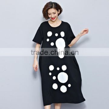 JPSKIRT160807 Latest Fashion Ladies Black Round Neck Cotton Dress