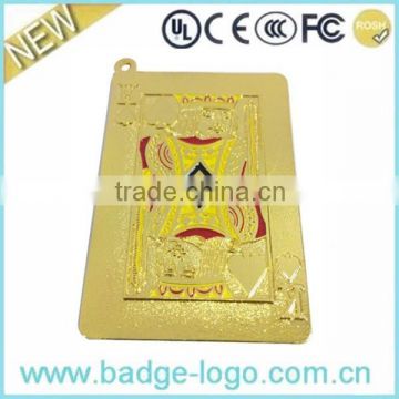 custom poker shape metal keychain/gold plated metal keychain