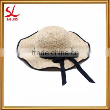 Fashion Wide Brim Straw Hat Decorate Mexico Raffia Straw Sombrero Hat