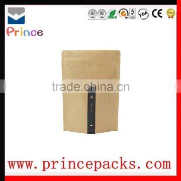 ziplock stand up kraft handle paper bag