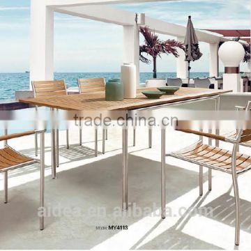 Wooden dining table stainless steel teak furniture