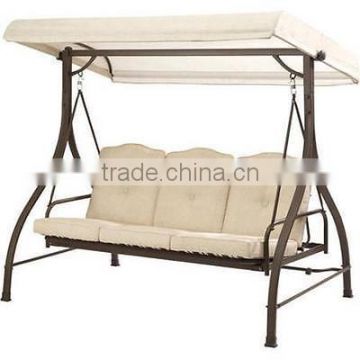 3 Seats Beige Outdoor Swing Chair Patio Chair With Cushion for hot sale