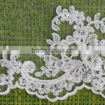 Cotton Lace Embroidery Wedding Fabric Trims for Bridal Wedding Apparel BY YARD