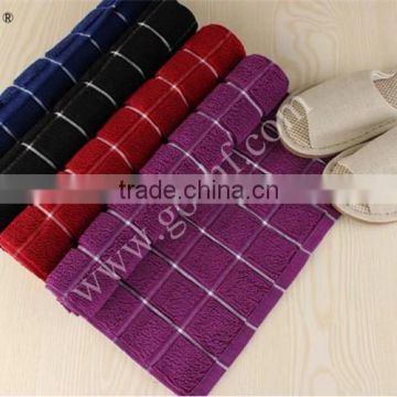 Plush grid pattern 100% cotton bath mat