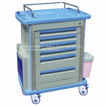 AG-MT001A1 Patient Wardroom Movable Plastic Hospital ABS Material Medicine Trolley