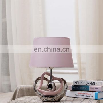 Creative love theme restaurant table decoration cheap pink heart shape table lamps ceramic for hotel bedside