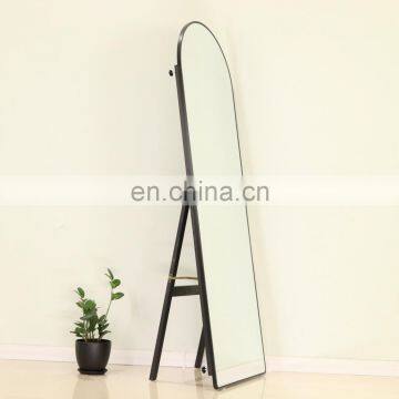 arch black metal frame  full length floor free stand mirror