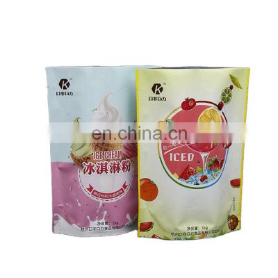 Custom Print Heat Seal Stand Up Plastic Bag Aluminum Foil Ziplock Packaging Pouch for Ice Cream Powder Snack Candy