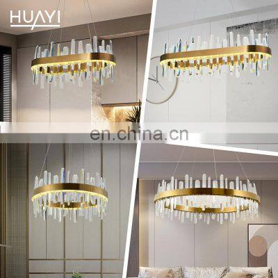 HUAYI Hot Product Light Luxury Style Villa Home Decoration LED Unique Modern Crystal Pendant Lamp