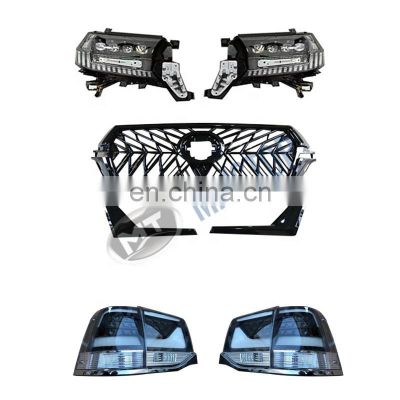 MAICTOP car part front grille headlight tail lamp for land cruiser lc200 fj200 2016-2019 4 lens head light