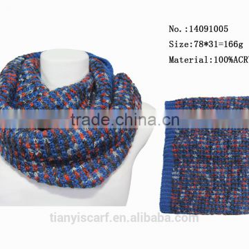 round circle lady warm color strings weave scarf couple knit neck scarves