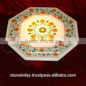 White Marble Pietra Dura Table Top