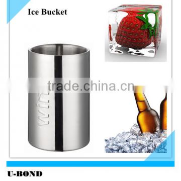 Stainless steel cylinder type double wall ice bucket