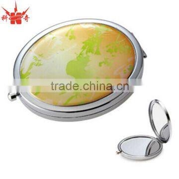 Luxury Oval Silver Pocket Mirror With Push Button Clasp Mirror