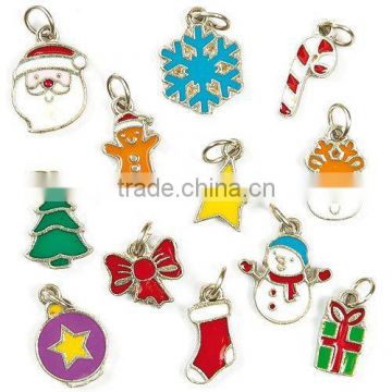 Classic Christmas Enamel Charms Santa Ho Ho Ho Charms Snowflake Charms with Lobster Clasp