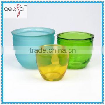 2014 Hot sales 3pcs/set colored glass cheap flower pots wholesale