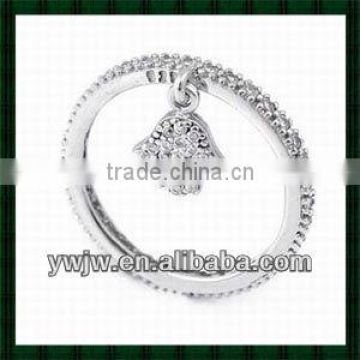 Evil Eye Hamsa Ring CZ Stones religious ring jewelry (JW-G61)