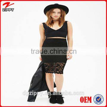 fashionable wholesale cool wave side lace pencil midi skirt