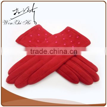 Cherry Red Color Thin Suede bicycle Gloves For Lady