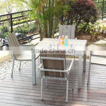 outdoor plastic dining table set/ aluminum furniture/ garden polywood table