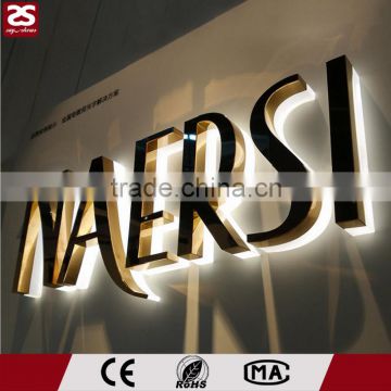 CE UL Rohs LED backlit acrylic base stainless steel illuminated sign letters
