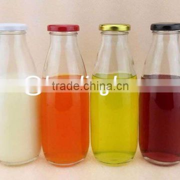 Dairy Reusable Glass Milk Bottles with Metal Lids