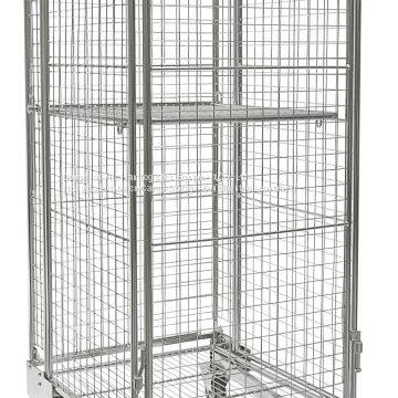 Industry Four-Wheel Steel Roll Cage Trolley With Roller Bearing