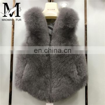 2017 New Jiaxing Winter Warm Fsahion Long Women Fox Fur Vest Real Fox Fur Coat