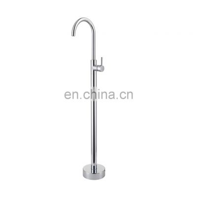 Brass Single Handle Brushed Freestanding Whirlpool Floor Mounted Mixer Long Spout Bathtub Faucet