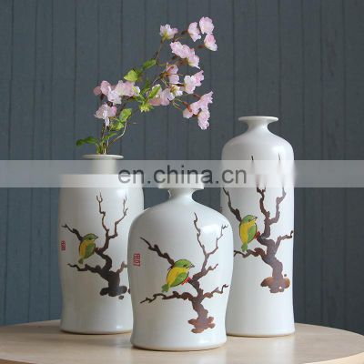 white elegant Big Ceramic Pottery Decorations Flower Vases Porcelain