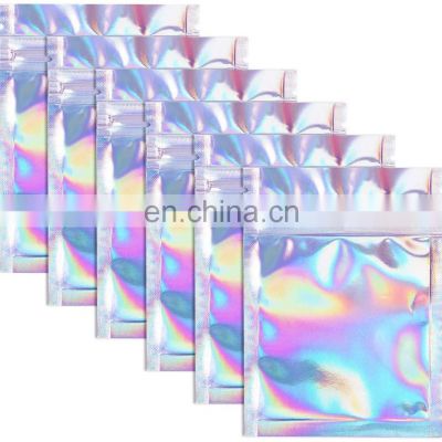 custom Colorful Christmas Gifts Packaging Holographic Ziplock Bags Resealable Stand Up Transparent Foil Pouch