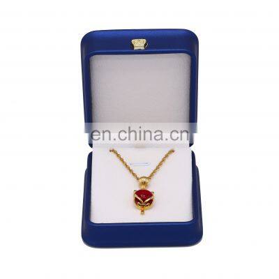 High Quality  Luxury Pu Leather Blue  Ring Earrings Necklace Pendant Box