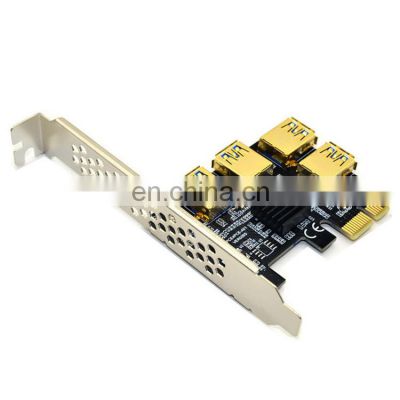 1 Turn To 4 Port Usb3.0 Gold Plated Port Adapter Card Extension Card Pci-e Converter For Gpu