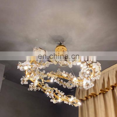 Custom chandelier modern round luxury led gold tree branch leaves brass glass chandelier lamp