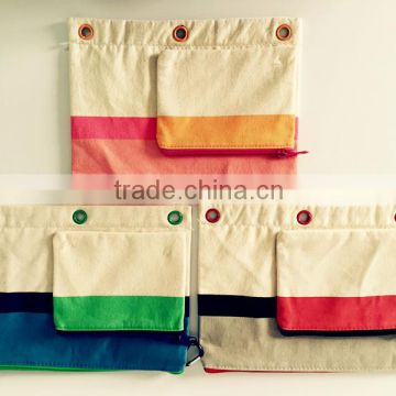 classic USA style 2 unit pouch 3-Ring pencil binder pouch colourful canvas Durable pencil pouch
