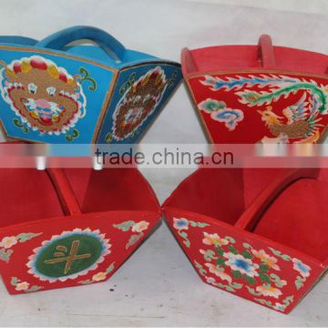 chinese antique colourful wooden box