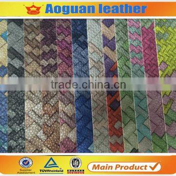 2016 latest colorful weave design pu leather for ladies shoes upper A2097