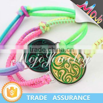 Gold and Black Sticker Abstract Fire Pattern Elastic Rainbow Cord Mood Bracelet Charms on Sale