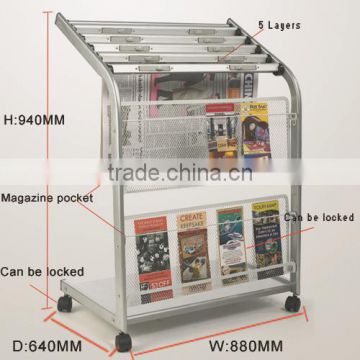 5 tier newspaper display rack