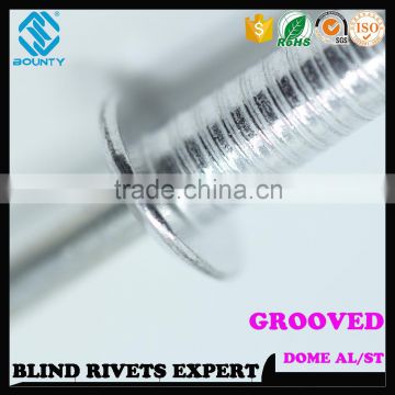 HIGH QUALITY FACTORY OPEN END DOME HEAD ALUMINUM GROOVED POP BLIND RIVETS