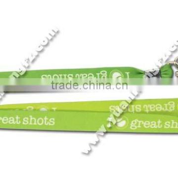 10mm tubular printed lanyard/white logo silk printed on green lanyard