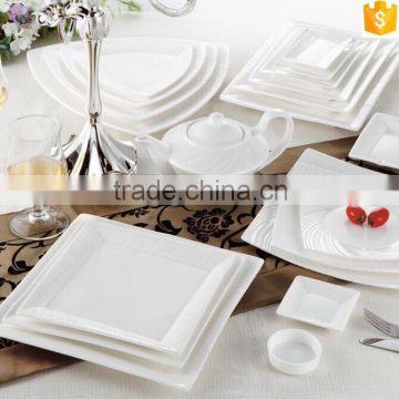 modern square shape white color fine bone china dinner sets