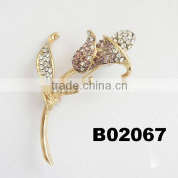 Fashion rhinestone crystal floral brooch wholesale