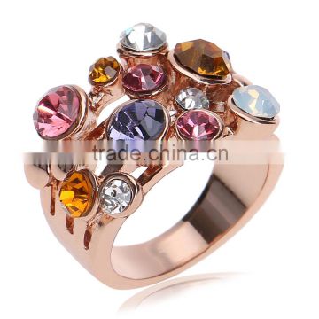Women Jewelry Multi Rings Austrian Crystal Rose 18k Gold Plating Fashion Ring